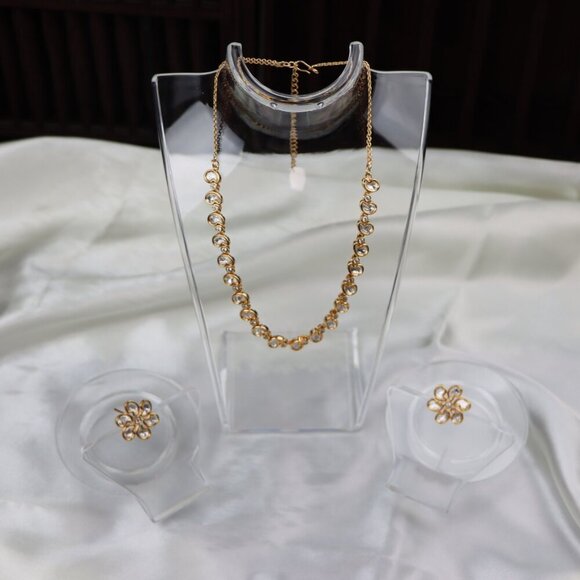 Elegant Brass Kundan Necklace & Earrings Set, JP42 - Picture 5 of 12